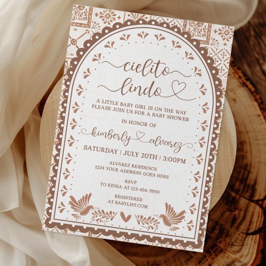 White & Barro Cielito Lindo Baby shower Invitation