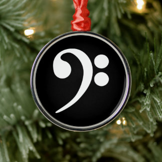 White Bass Clef Metalen Ornament