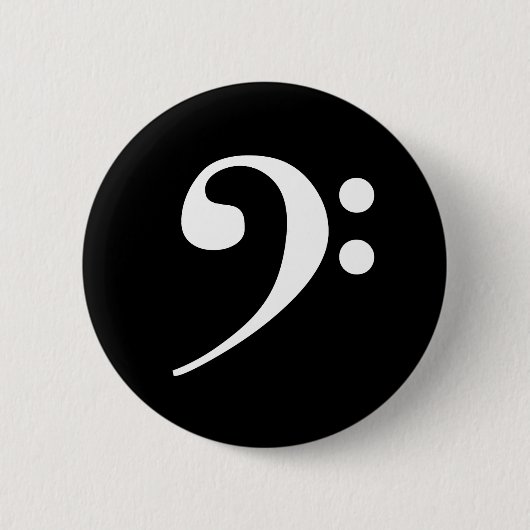 White Bass Clef Ronde Button 5,7 Cm (Voorkant)