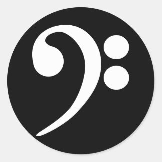 White Bass Clef Ronde Sticker