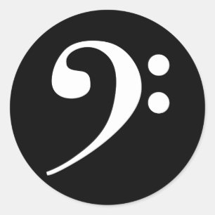 White Bass Clef Ronde Sticker