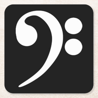 White Bass Clef Vierkante Kartonnen Onderzetter