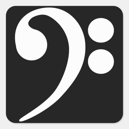 White Bass Clef Vierkante Sticker (Voorkant)