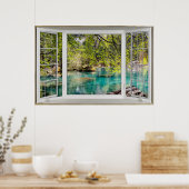 White Bay Window Illusion Calming Lake Poster (Keuken)