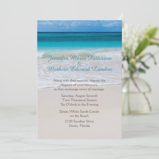 White Beach Custom Wedding Invitation (Debout devant)
