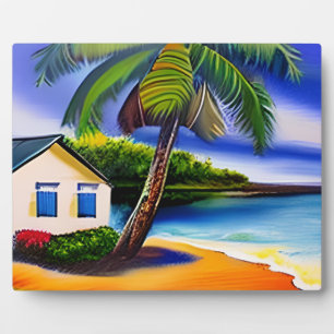 White Beach House en blauw water Fotoplaat