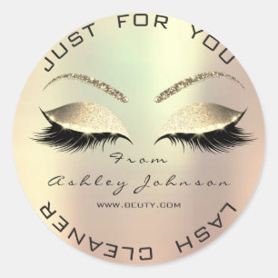 White Beauty Salon Glitter Gold Lash Extension Ronde Sticker
