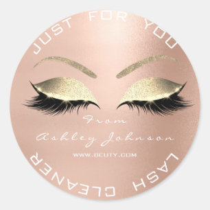 White Beauty Salon Glitter Pink Gold Lash Cleaner Ronde Sticker