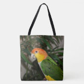 White Bellied Caïque Parrot met Bamboe Tree Draagtas (Voorkant)