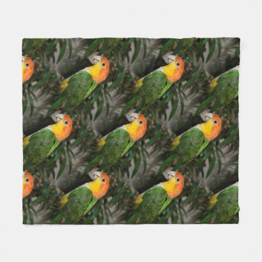 White Bellied Caïque Parrot met Bamboe Tree Fleece Deken (Voorkant (Horizontaal))