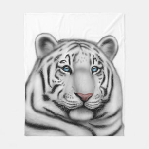 White Bengal Tiger Blue Eyes Fleece Blanket Deken