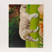 White Bengal Tiger. Grote katten. Legpuzzel (Verticaal)