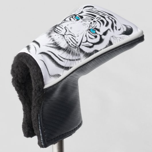 White Bengal Tiger Ink Art Golfheadcover (3/4 voorkant)