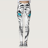 White Bengal Tiger Ink Art Leggings (Voorkant)