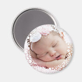 White Berry Framed Baby Foto Magneet (Voorkant / Achterkant)