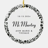 White Berry Framed Wedding Photo with Custom Text Keramisch Ornament (Achterkant)