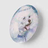 WHITE BICHON FRISE RONDE KLOK (Hoek)