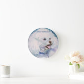 WHITE BICHON FRISE RONDE KLOK (Huis)