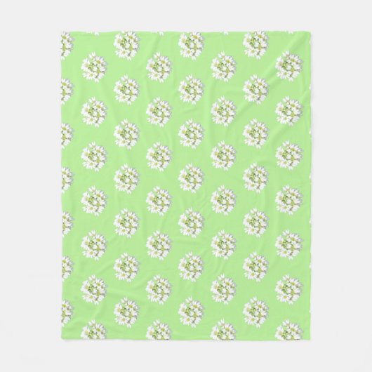 White Big Flowers Pattern Cust. Fleece Blanket (Voorkant)