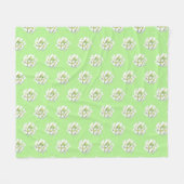 White Big Flowers Pattern Cust. Fleece Blanket Deken (Voorkant (Horizontaal))