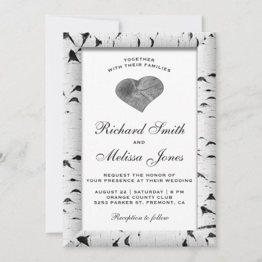 White Birch Tree Bark Wood Weddenschap Kaart (Voorkant)