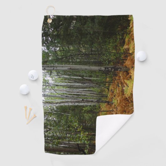 White Birch Trees and Herfst Ferns in Rocky Mounta Golfhanddoek (Insitu)