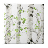 White Birch Trees Decorative Ceramic Tile Tegeltje (Voorkant)