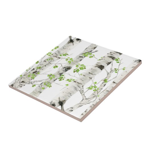 White Birch Trees Decorative Ceramic Tile Tegeltje (Zijkant)