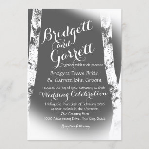 White Birch Trees Design Wedding Kaart