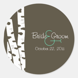 White Birch Trees Ronde Sticker