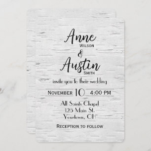 White Birch Wedding Invite Kaart