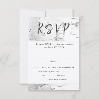 White Birch Wedding RSVP Guest Count Enclosure Kaartje