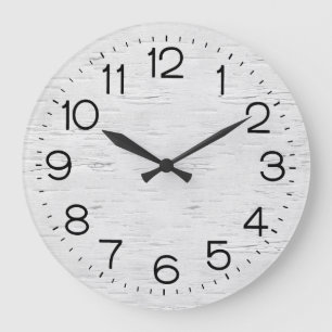 White Birch Wood Large Clock Grote Klok