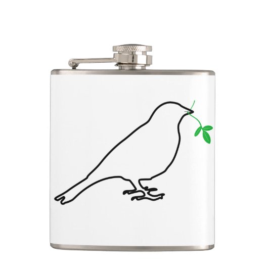 White Bird and Twig Kitchen Flask Heupfles (Voorkant)