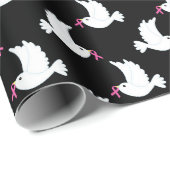 White Bird Breast Cancer Awareness Pattern Cadeaupapier (Rol Hoek)