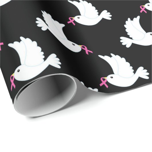 White Bird Breast Cancer Awareness Pattern Cadeaupapier (Rol Hoek)