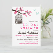 White Bird Cage Floral Bridal Douche Invitation (Debout devant)