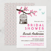 White Bird Cage Floral Bridal Douche Invitation (Devant / Derrière)