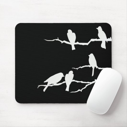 White Bird Silhouette Mousepad Muismat (Met muis)