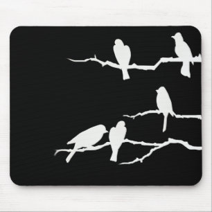 White Bird Silhouette Mousepad Muismat