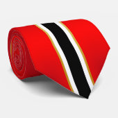 White Black and Gold Stripes op Red Stropdas (Opgerold)