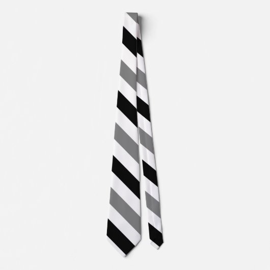 White Black and Grey University Stripe Stropdas (Voorkant)