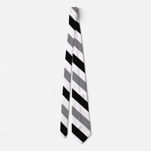 White Black and Grey University Stripe Stropdas (Achterkant)