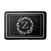 White Black Border Design Monogram Badmat (Voorkant)
