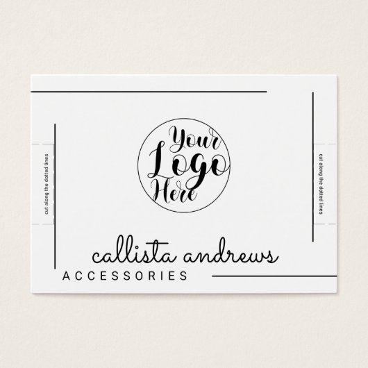 White Black Border Script Logo Bracelet Display Visitekaartje (Voorkant)