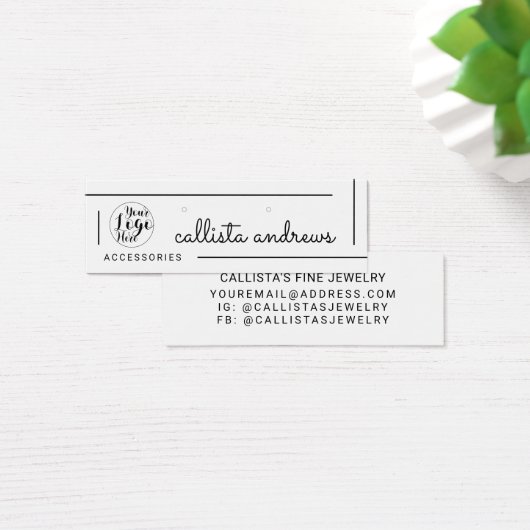 White Black Border Script Logo earling Display Mini Visitekaartjes (Bureau)