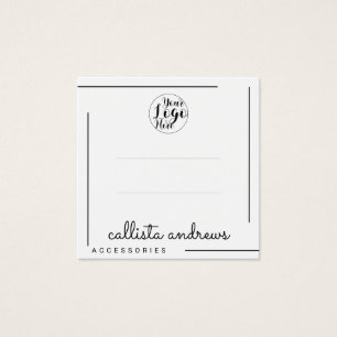 White Black Border Script Logo Hair Clips Display Vierkante Visitekaartjes