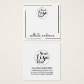 White Black Border Script Logo Ketting Display Vierkante Visitekaartjes (Voorkant /achterkant)