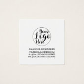 White Black Border Script Logo Ketting Display Vierkante Visitekaartjes (Achterkant)