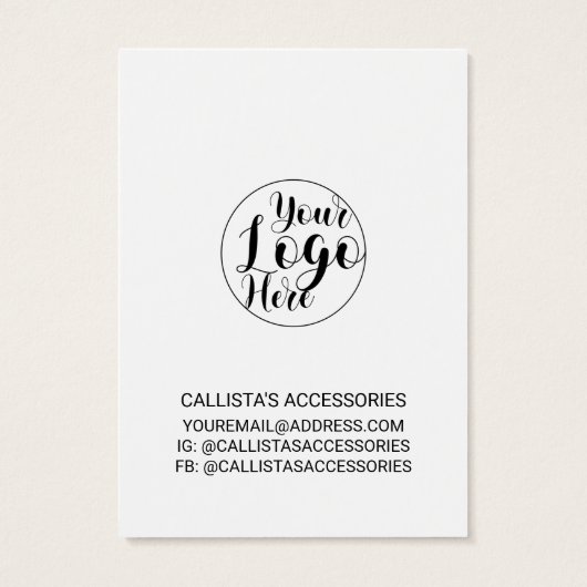 White Black Border Script Logo Ketting Display Visitekaartje (Achterkant)